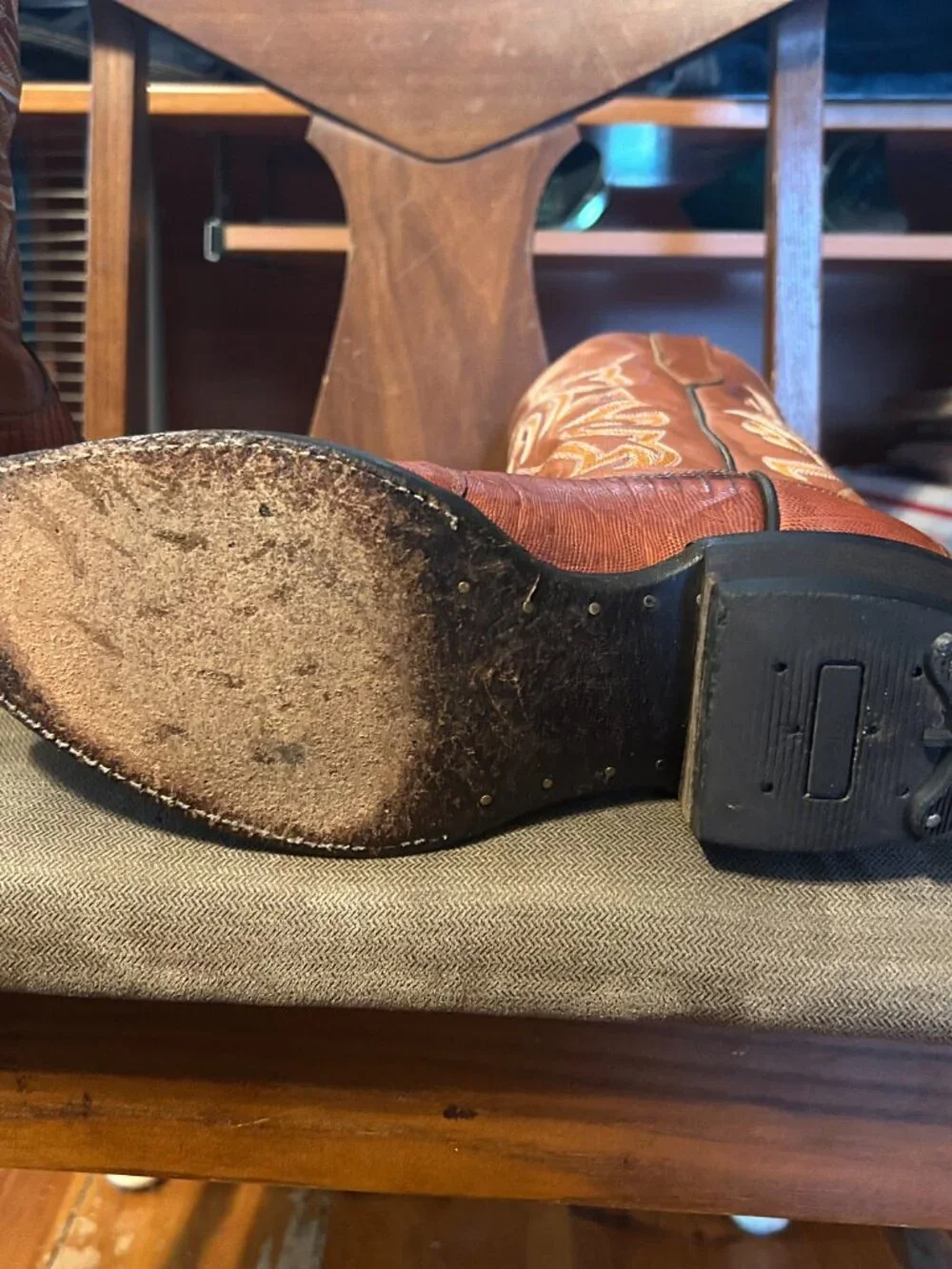 Cowtown Teju Lizard Cognac Cowboy Boots 8.5 D
